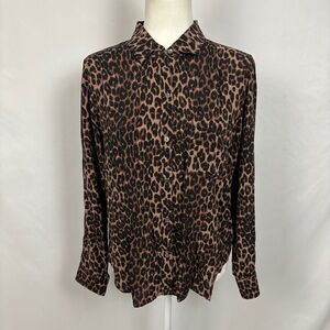 Rails Black Brown Animal Print Blouse EcoVero Women's Small